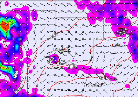 Fiji Islands forecast chart for Friday, January 2nd, 2026 at 6:00 AM