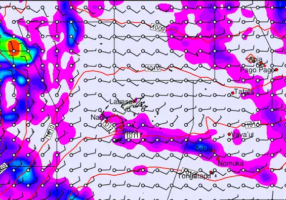 Fiji Islands forecast chart for Friday, January 2nd, 2026 at 12:00 PM