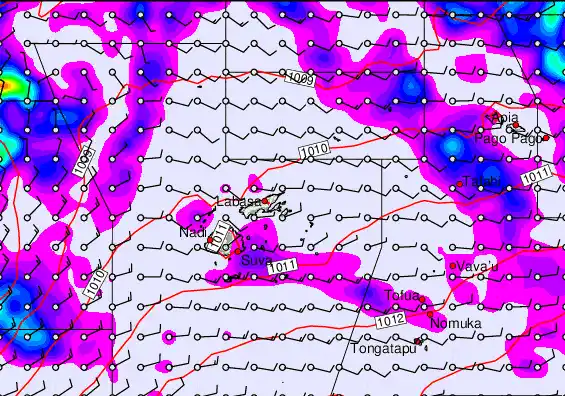 Fiji Islands forecast chart for Friday, January 2nd, 2026 at 6:00 PM