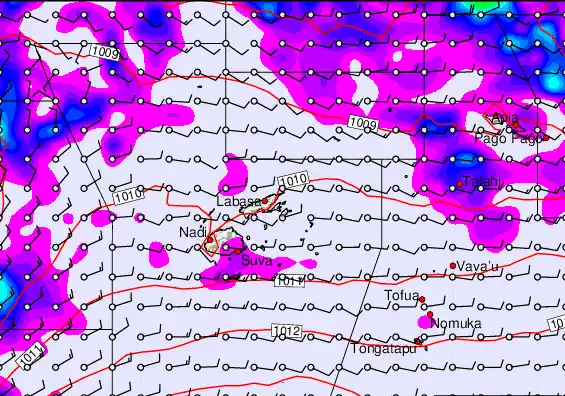 Fiji Islands forecast chart for Saturday, January 3rd, 2026 at 12:00 AM