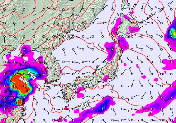 Japan forecast chart for Thursday, October 2nd, 2025 at 12:00 PM