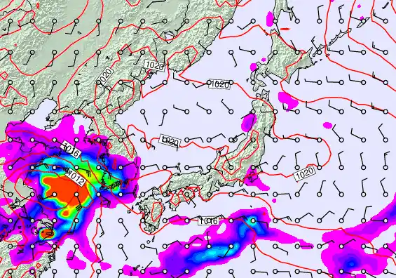 Japan forecast chart for Thursday, October 2nd, 2025 at 6:00 PM