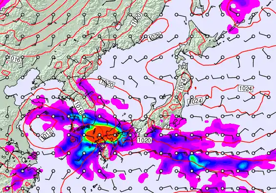 Japan forecast chart for Friday, October 3rd, 2025 at 12:00 PM