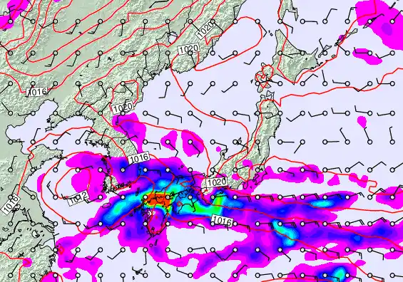 Japan forecast chart for Friday, October 3rd, 2025 at 6:00 PM
