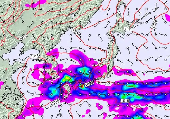 Japan forecast chart for Saturday, October 4th, 2025 at 12:00 AM