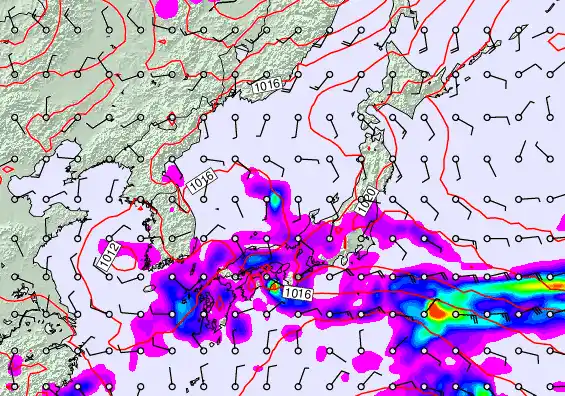 Japan forecast chart for Saturday, October 4th, 2025 at 6:00 AM