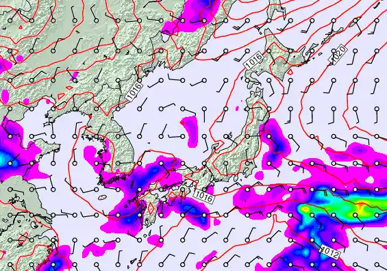 Japan forecast chart for Saturday, October 4th, 2025 at 6:00 PM