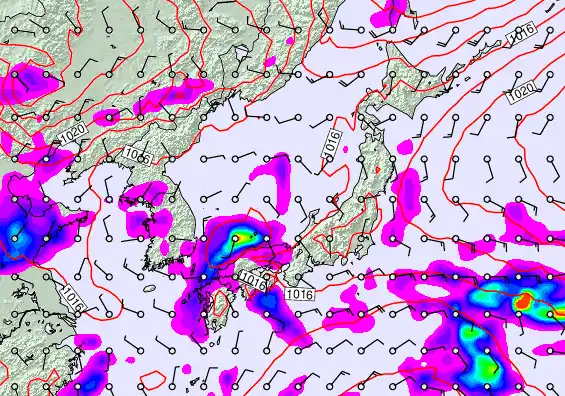 Japan forecast chart for Sunday, October 5th, 2025 at 12:00 AM