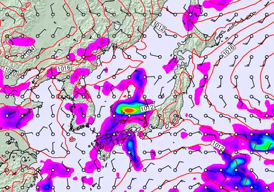 Japan forecast chart for Sunday, October 5th, 2025 at 6:00 AM