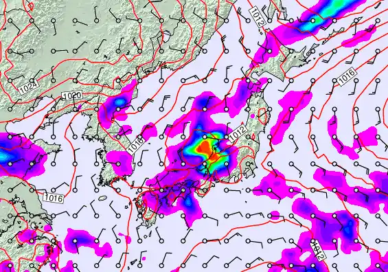 Japan forecast chart for Sunday, October 5th, 2025 at 12:00 PM