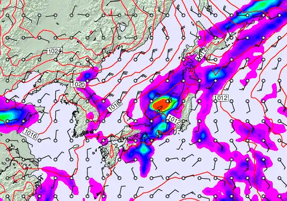Japan forecast chart for Sunday, October 5th, 2025 at 6:00 PM