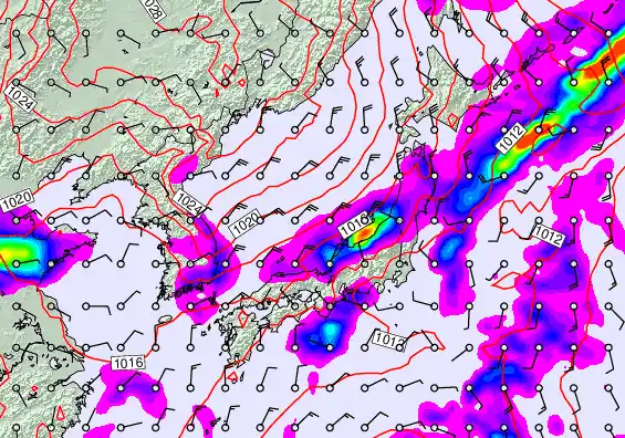 Japan forecast chart for Monday, October 6th, 2025 at 12:00 AM