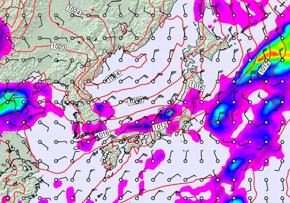 Japan forecast chart for Monday, October 6th, 2025 at 6:00 AM