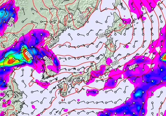 Japan forecast chart for Monday, October 6th, 2025 at 12:00 PM