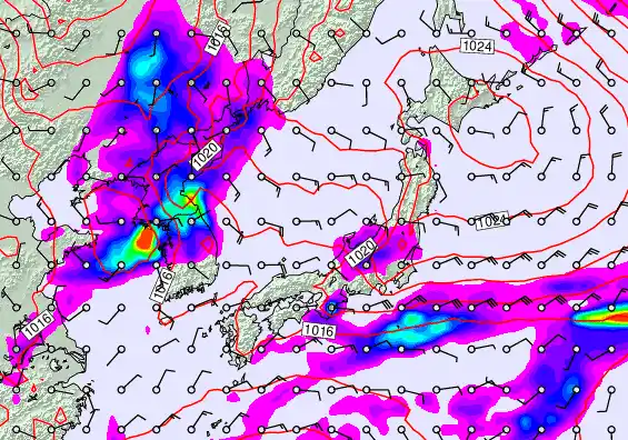 Japan forecast chart for Tuesday, October 7th, 2025 at 12:00 AM