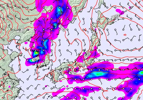 Japan forecast chart for Tuesday, October 7th, 2025 at 6:00 AM