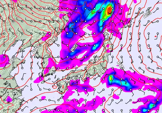 Japan forecast chart for Tuesday, October 7th, 2025 at 6:00 PM
