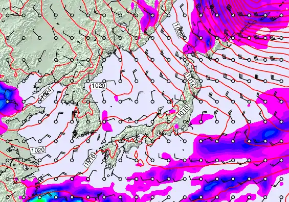 Japan forecast chart for Thursday, October 9th, 2025 at 12:00 AM