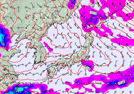 Japan forecast chart for Thursday, October 9th, 2025 at 12:00 PM