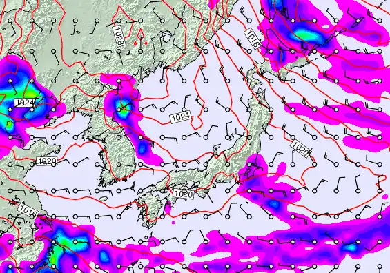Japan forecast chart for Friday, October 10th, 2025 at 12:00 AM