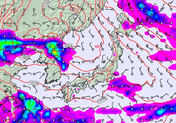 Japan forecast chart for Friday, October 10th, 2025 at 6:00 AM