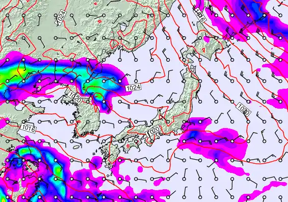 Japan forecast chart for Friday, October 10th, 2025 at 12:00 PM