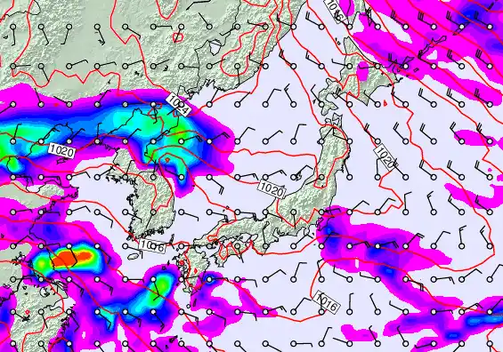 Japan forecast chart for Friday, October 10th, 2025 at 6:00 PM