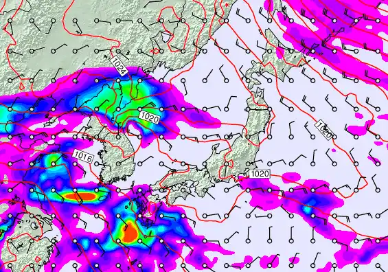 Japan forecast chart for Saturday, October 11th, 2025 at 12:00 AM