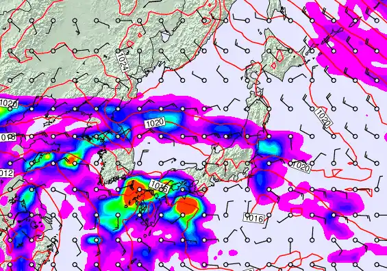 Japan forecast chart for Saturday, October 11th, 2025 at 12:00 PM