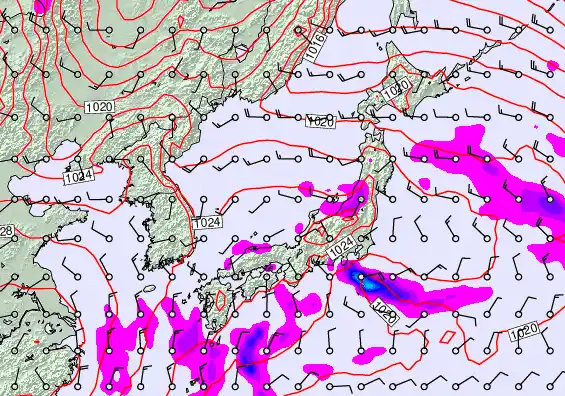 Japan forecast chart for Wednesday, November 19th, 2025 at 12:00 PM