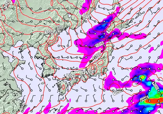 Japan forecast chart for Thursday, November 20th, 2025 at 12:00 PM