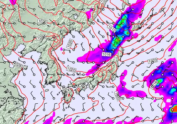 Japan forecast chart for Thursday, November 20th, 2025 at 6:00 PM