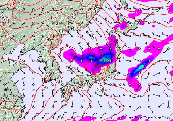 Japan forecast chart for Friday, November 21st, 2025 at 12:00 PM