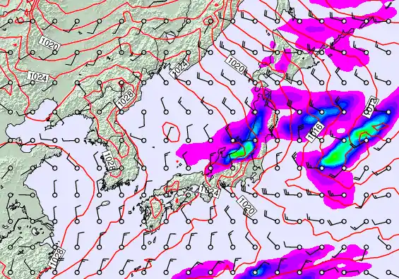 Japan forecast chart for Friday, November 21st, 2025 at 6:00 PM