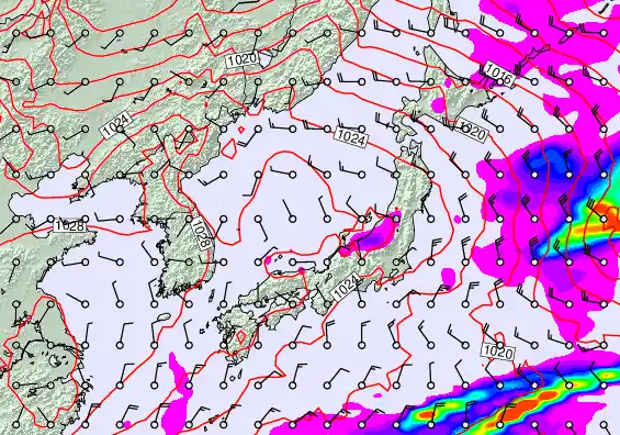 Japan forecast chart for Saturday, November 22nd, 2025 at 12:00 AM
