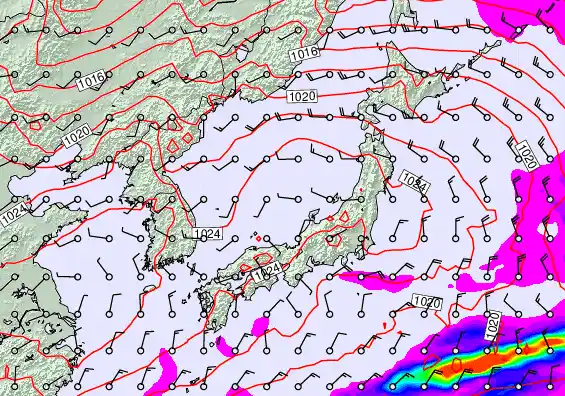 Japan forecast chart for Saturday, November 22nd, 2025 at 6:00 AM