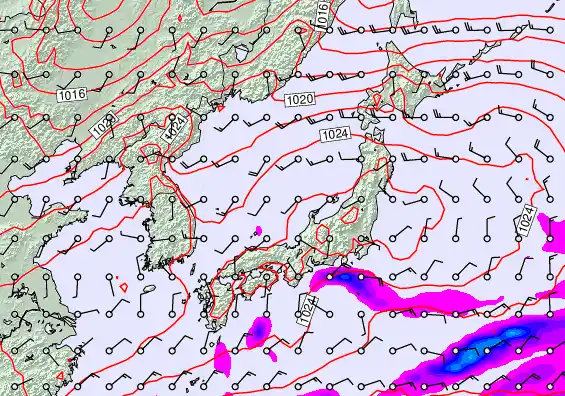 Japan forecast chart for Saturday, November 22nd, 2025 at 12:00 PM
