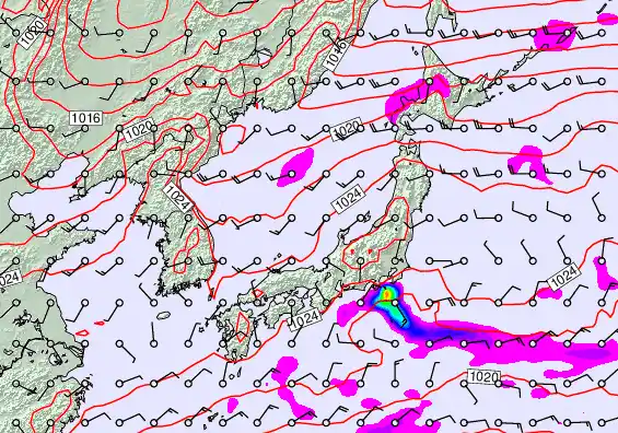 Japan forecast chart for Saturday, November 22nd, 2025 at 6:00 PM