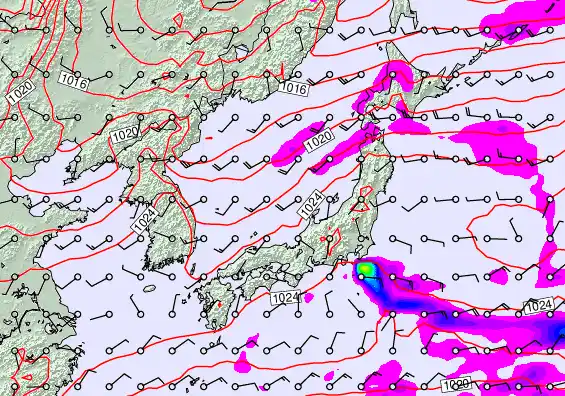 Japan forecast chart for Sunday, November 23rd, 2025 at 12:00 AM