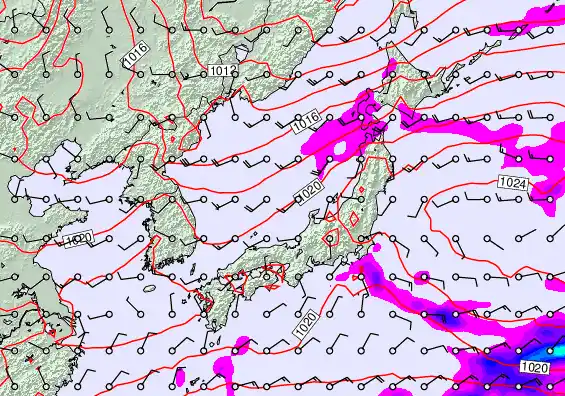 Japan forecast chart for Sunday, November 23rd, 2025 at 6:00 AM