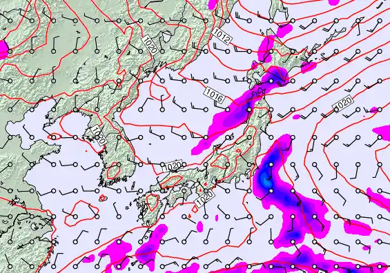 Japan forecast chart for Sunday, November 23rd, 2025 at 6:00 PM