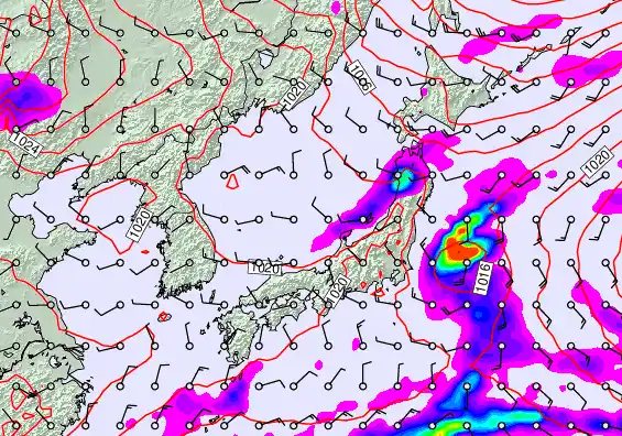 Japan forecast chart for Monday, November 24th, 2025 at 12:00 AM