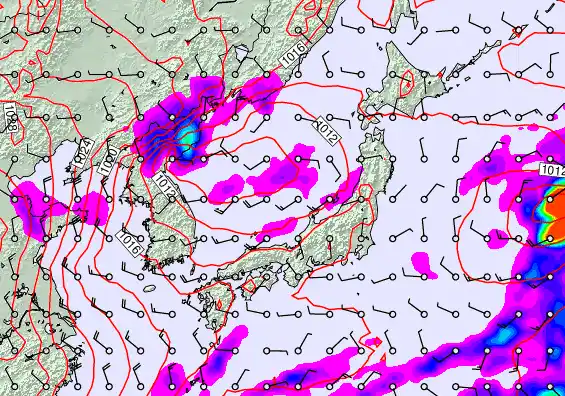 Japan forecast chart for Monday, November 24th, 2025 at 6:00 PM