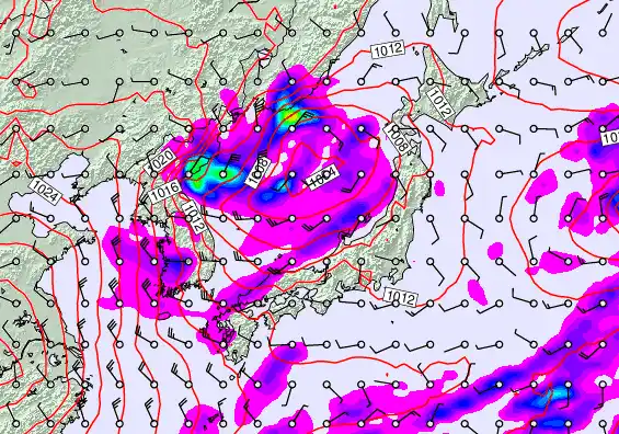 Japan forecast chart for Tuesday, November 25th, 2025 at 12:00 AM