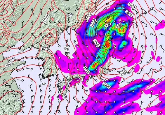 Japan forecast chart for Tuesday, November 25th, 2025 at 12:00 PM