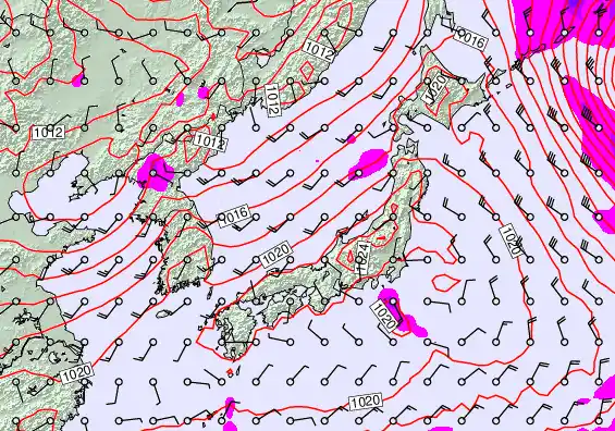 Japan forecast chart for Wednesday, November 26th, 2025 at 6:00 PM