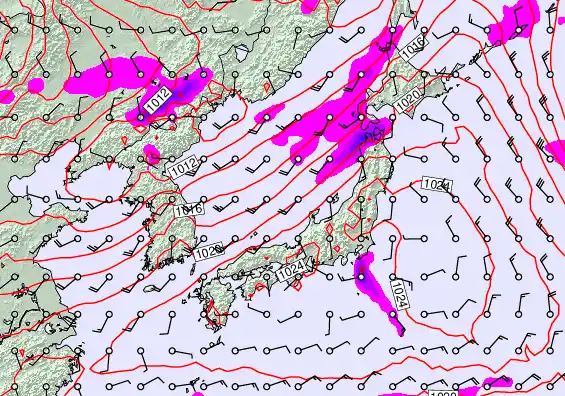 Japan forecast chart for Thursday, November 27th, 2025 at 12:00 AM