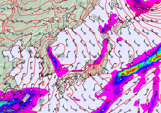 Japan forecast chart for Monday, February 16th, 2026 at 6:00 AM