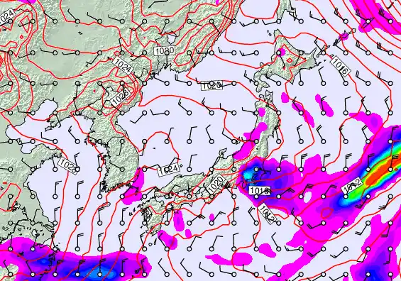 Japan forecast chart for Monday, February 16th, 2026 at 6:00 PM