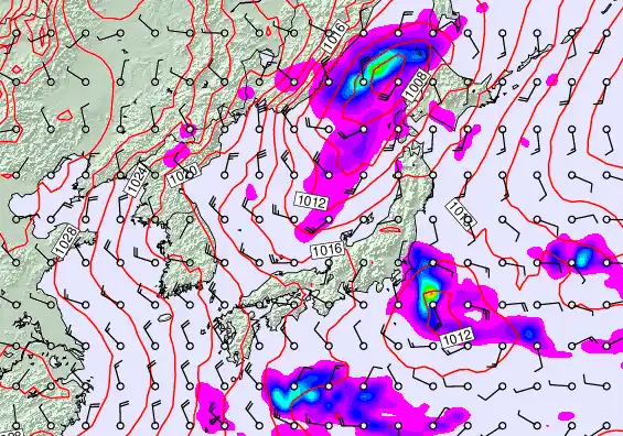 Japan forecast chart for Wednesday, February 18th, 2026 at 12:00 AM